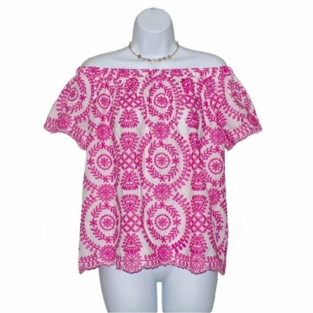 Lilly Pullitzer Embroidered Off The Shoulder Top - Small - - Picture 2 of 3
